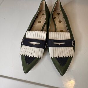 Boden Green, White, and Black Loafers
